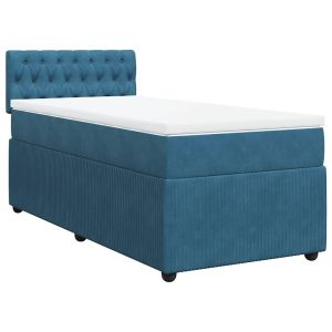 vidaXL cama box spring con colchón terciopelo azul 100x200 cm