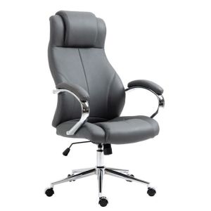 Silla de oficina de cuero - gris - 1 plaza