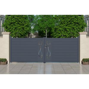 Puerta batiente 4m life alt.140cm de aluminio gris + puerta + 4 postes elda