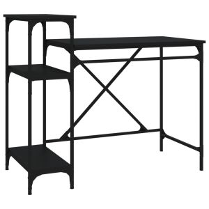 vidaXL escritorio con estantes madera contrachapada negro 105x50x90 cm