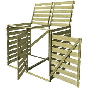 vidaXL cobertizo doble contenedor de basura madera impregnada 240 l
