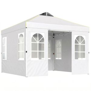 Carpa plegable 293x293x272 cm tela oxford, metal color blanco Outsunny