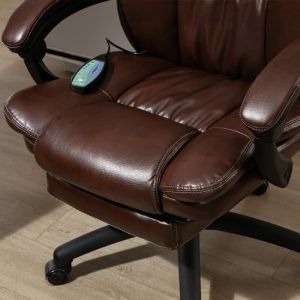 Sillón de oficina con masaje y reposapiés marrón 68,5 cm