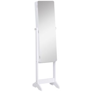 Joyero pie con espejo 34x36x146cm mdf color blanco Homcom