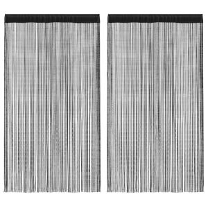 vidaXL cortinas de flecos 2 piezas 100x250 cm negras