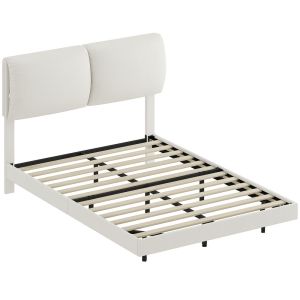 Estructura de cama 141x194x106.5 cm tejido tecnológico, metal color beige