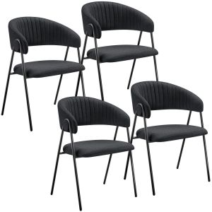 4 sillas de comedor de tejido acolchado 60 x 58 x 85 cm negro