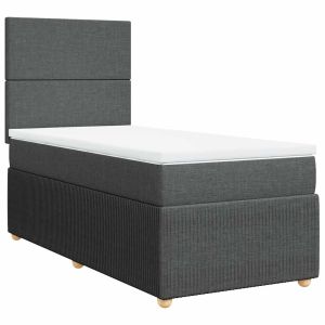 vidaXL cama box spring con colchón tela gris oscuro 90x190 cm