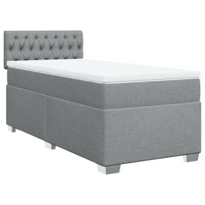 vidaXL cama box spring con colchón tela gris claro 90x200 cm