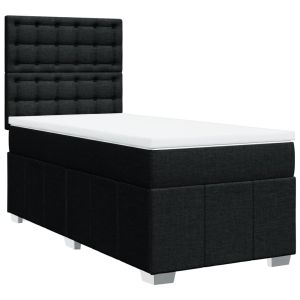 vidaXL cama box spring con colchón tela negro 90x190 cm