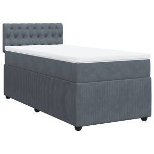 vidaXL cama box spring con colchón terciopelo gris oscuro 100x200 cm