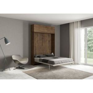 Armario-cama abatible pared - 120x190 - marrón oscuro