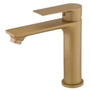 Mezclador para lavabo en dorado cepillado nytia