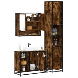 Set de muebles baño 3 pzas madera contrachapada roble ahumado esb1572