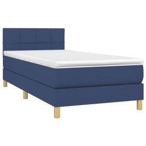 vidaXL cama box spring con colchón tela azul 90x200 cm