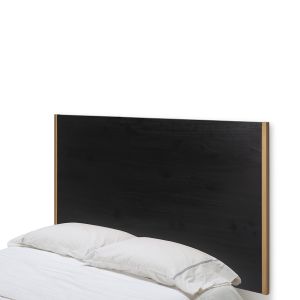 Cabecero 190x3x90 madera negro, metal dorado