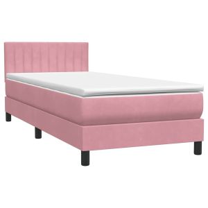 vidaXL cama box spring con colchón terciopelo rosa 80x220 cm