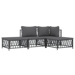 vidaXL juego muebles de jardín 4 pzas y cojines acero gris antracita