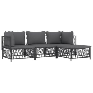 vidaXL juego muebles de jardín 4 pzas y cojines acero gris antracita
