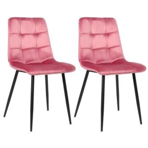Sillas comedor acolchadas velours rosa - 2 uds.