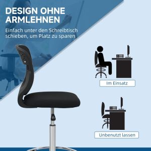 Silla de oficina alta regulable poliéster negro con aro