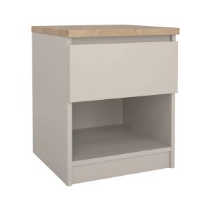 Mesita de noche solantra, 2 estantes, madera beige 40x40x50h cm