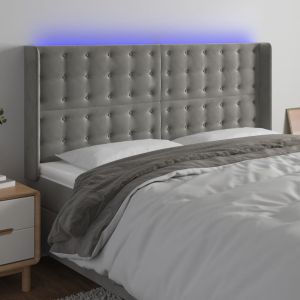 Cabecero con LED de terciopelo gris claro 203x16x118/128 cm eso7779