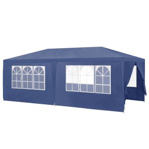 Carpa pabellón para jardín wedau metal 600 x 300 x 255 cm azul oscuro