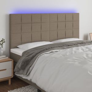 Cabecero con luces LED tela gris taupe 180x5x118/128 cm eerf6998