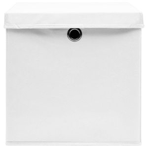 vidaXL cajas de almacenaje con tapas 10 uds tela blanco 32x32x32 cm