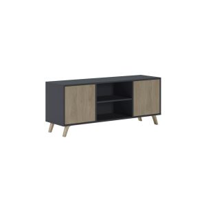 Mueble tv de 2 puertas y 2 estantes 136,8 cm wind gris antracita - puccini