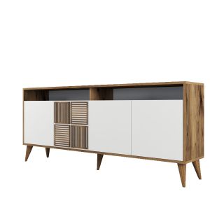 Aparador de madera "milan" - 180 x 35 x 78 cm - blanco