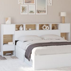 Cabecero con almacenamiento blanco haya 240 cm