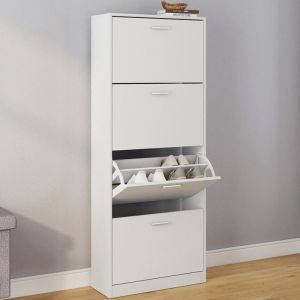 Mueble zapatero blanco de 4 puertas 60x24x150 cm