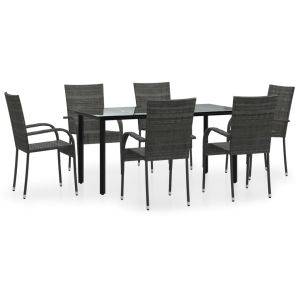 Juego de comedor de exterior de 7 piezas mimbre
