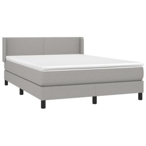 vidaXL cama box spring con colchón tela gris claro 140x190 cm