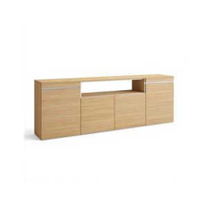 Aparador de 4 puertas y 1 estante versátil 203 cm kavos roble arena- blanco