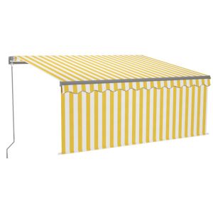 vidaXL toldo manual retráctil con persiana LED amarillo blanco 3x2,5m