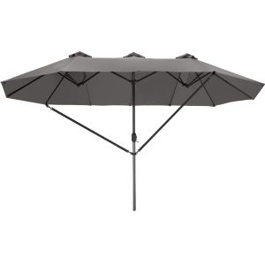 Sombrilla 460 x 270 cm protección uv 50+ 3 cortavientos y funda gris