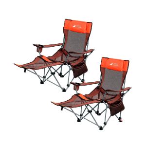 Pack 2 sillas plegables camping con reposapies y respaldo reclinable