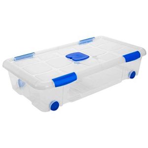 Caja de plástico tradineur con ruedas y tapa, 30 litros