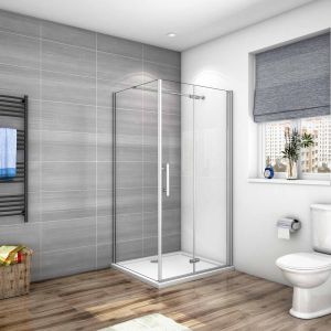 Mampara de ducha frontal plegable+panel lateral,barra 140cm,760x700x1950mm