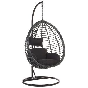 Sillón colgante con soporte tollo ratán sintético negro