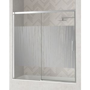 Mampara bañera de 1 fijo 1 puerta | serigrafía cromo brillo 160cm