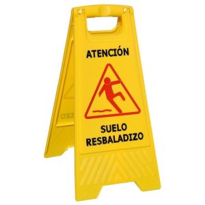 Cartel atencion suelo mojado 64x30 cm.