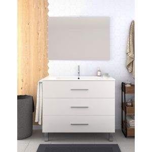Mueble de baño ribera, lavabo y espejo 60x45cm blanco