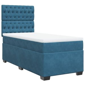 vidaXL cama box spring con colchón terciopelo azul 90x190 cm