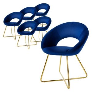 6x silla de comedor/salón asiento ergonómico terciopelo azul