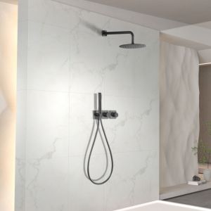 Imex - columna ducha empotrada termostática negra serie tíbet