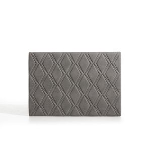 Cabecero rubí para cama de 120 de tela gris 154x115x8. Matris
